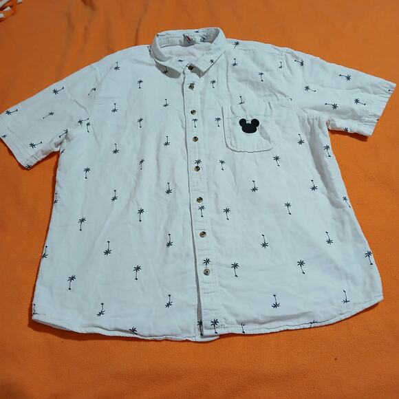 Junk Food Disney XL Men’s Shirt - Mickey W/ Palm Trees- 100% Cotton Button Down - Picture 1 of 10